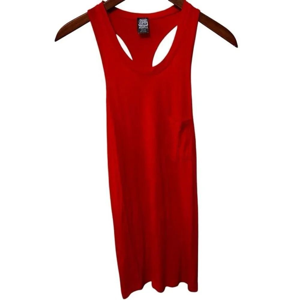 free people orange long tank top